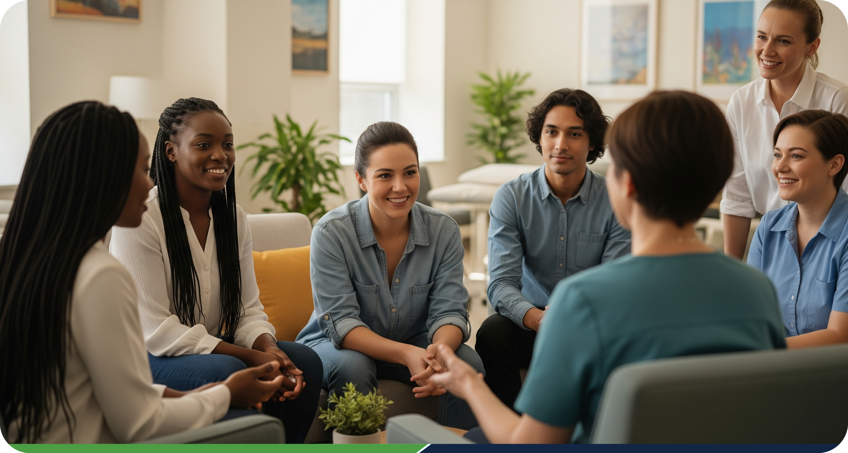Group of diverse individuals in a discussion session